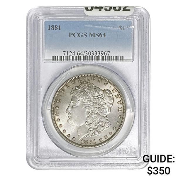 1881 Morgan Silver Dollar PCGS MS64