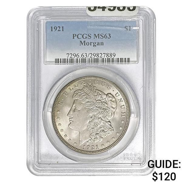 1921 Morgan Silver Dollar PCGS MS63