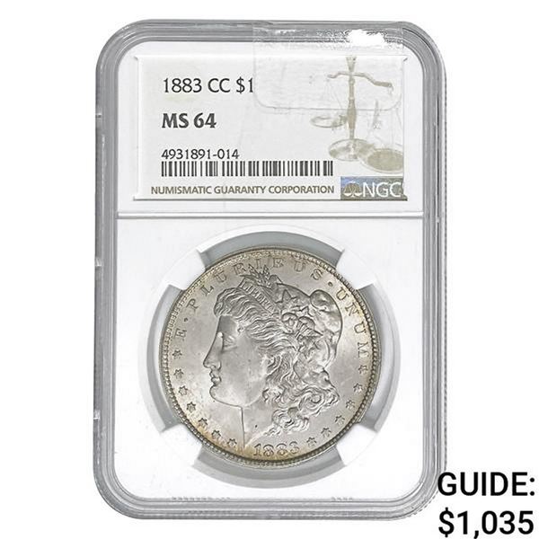 1883-CC Morgan Silver Dollar NGC MS64
