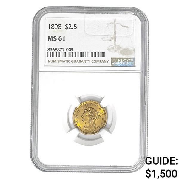 1898 $2.50 Gold Quarter Eagle NGC MS61