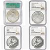 Image 1 : 1991-2004 US Silver Eagle and Chinese Panda Lot [4 Coins] NGC/ICG MS69