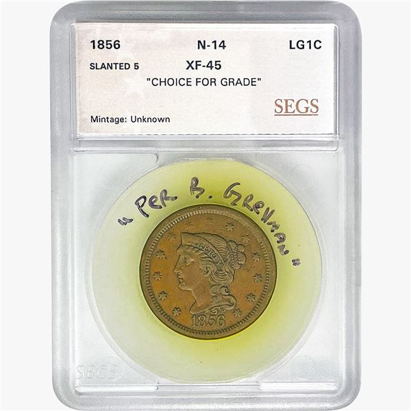 1856 Slanted 5 Braided Hair Large Cent SEGS XF45