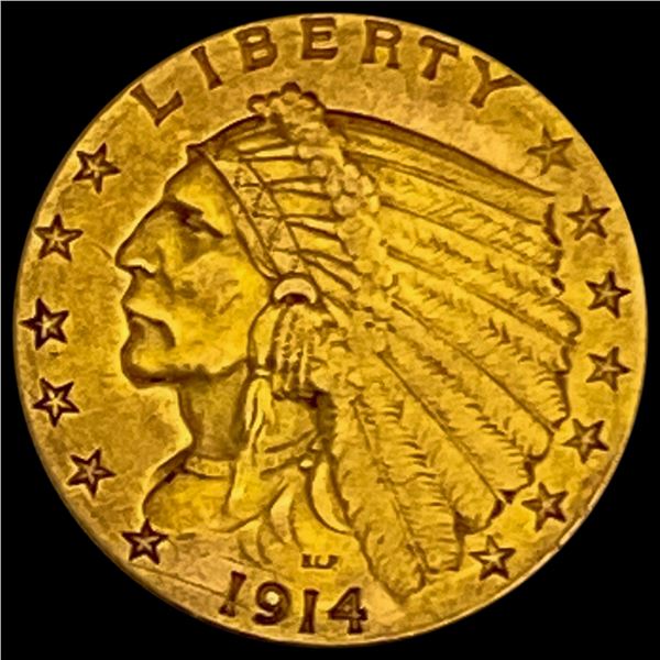 1914-D $2.5 Indian Head Quarter Eagle - Gold CLOSELY UNCIRCULATED