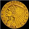 Image 1 : 1914-D $2.5 Indian Head Quarter Eagle - Gold CLOSELY UNCIRCULATED