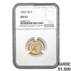 Image 1 : 1926 $2.5 Indian Head Gold NGC MS62
