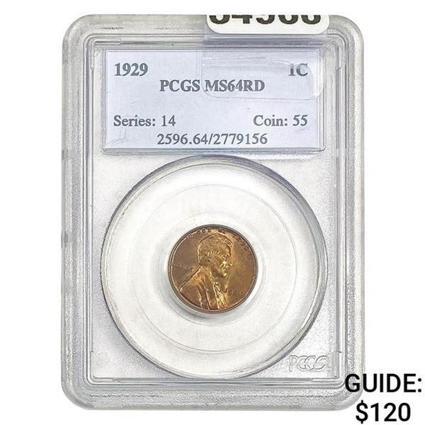 1929 1C Lincoln Cent PCGS MS64RD