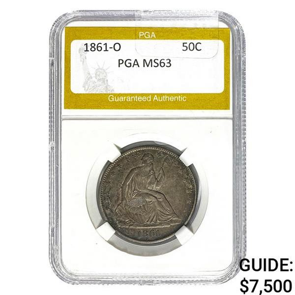1861-O Seated Liberty Half Dollar PGA MS