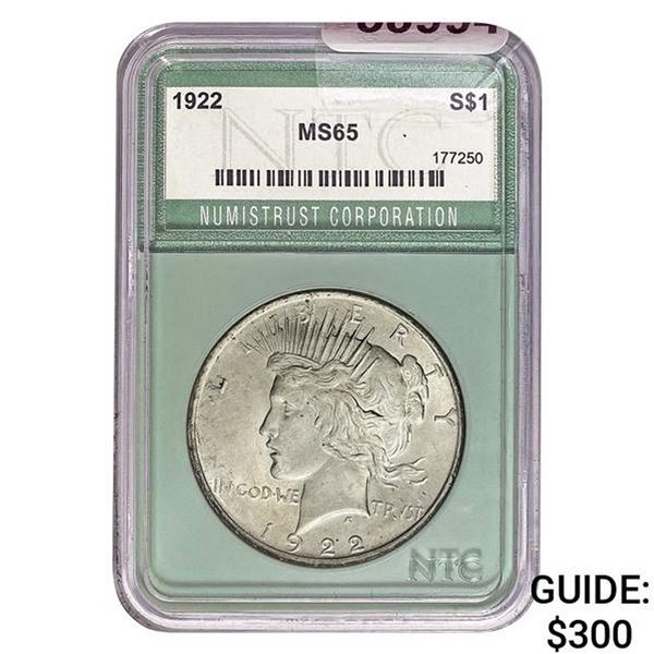 1922 Peace Dollar NTC MS65