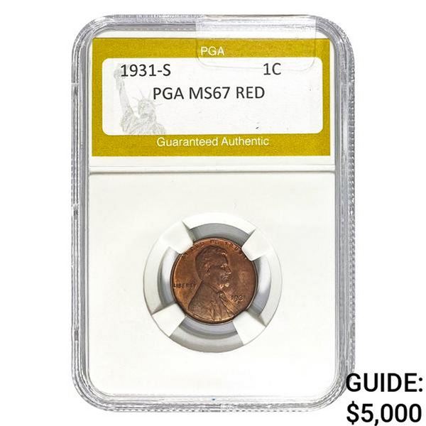 1931-S Lincoln Cent PGA MS67 RED