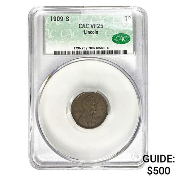 1909-S Lincoln Cent CAC VF25