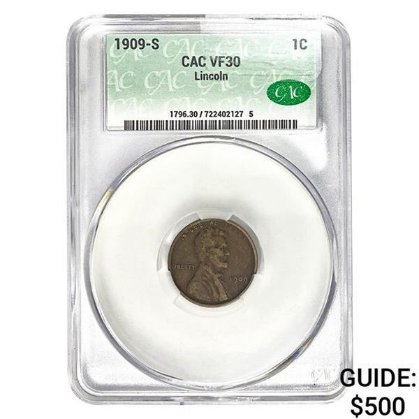 1909-S Lincoln Cent CAC VF30