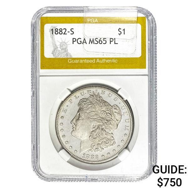 1882-S Morgan Dollar PGA MS65 PL