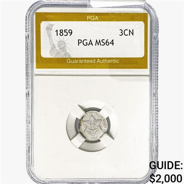 1859 Silver Three Cent PGA MS64
