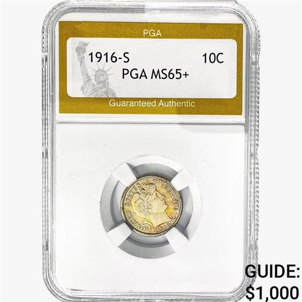 1916-S Barber Dime PGA MS65+