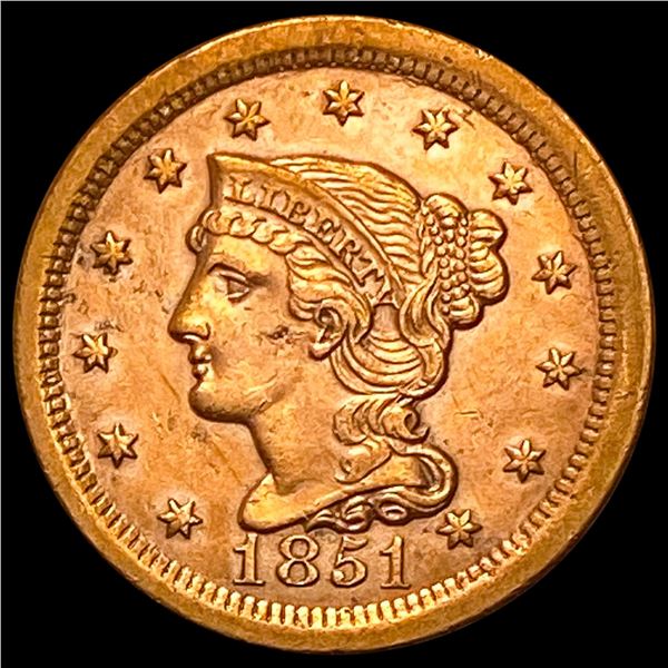 1851 Red Braided Hair Large Cent UNCIRCULATED