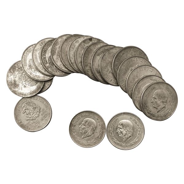 1951-1953 [20] Mexico Silver 5 Pesos [20 Coins]