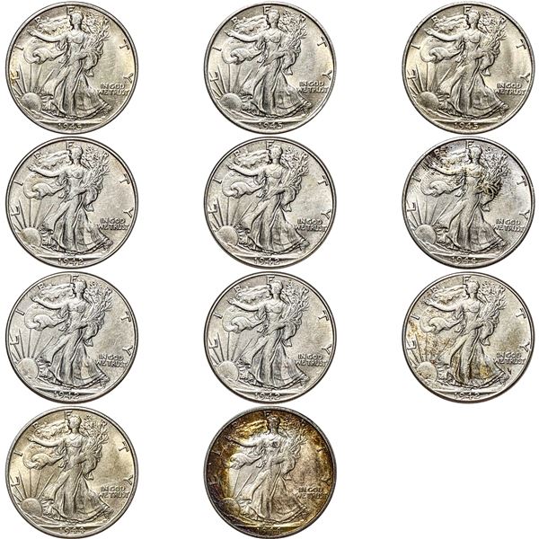 1942-1945 UNC Walking Liberty Half Dollar Lot [11 Coins]