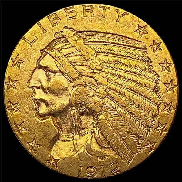 1912 Indian Head $5 Gold Half Eagle CLOSELY UNCIRCULATED