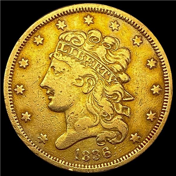 1836 Capped Bust Half Eagle $5 LIGHTLY CIRCULATED