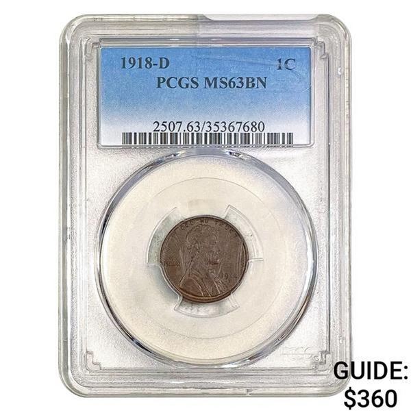 1918-D Lincoln Cent PCGS MS63BN
