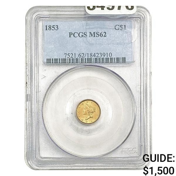 1853 Gold Dollar PCGS MS62