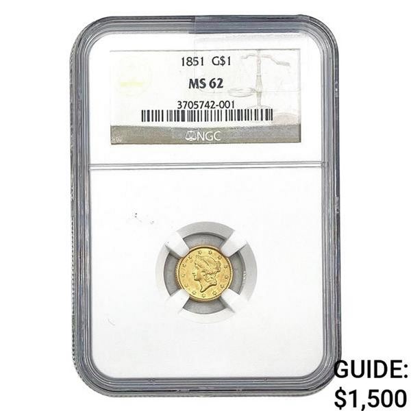 1851 G$1 NGC MS62