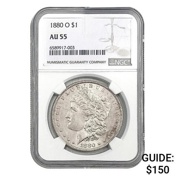 1880-O Morgan Silver Dollar NGC AU55