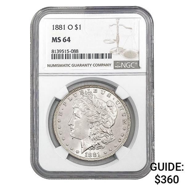 1881-O Morgan Silver Dollar NGC MS64
