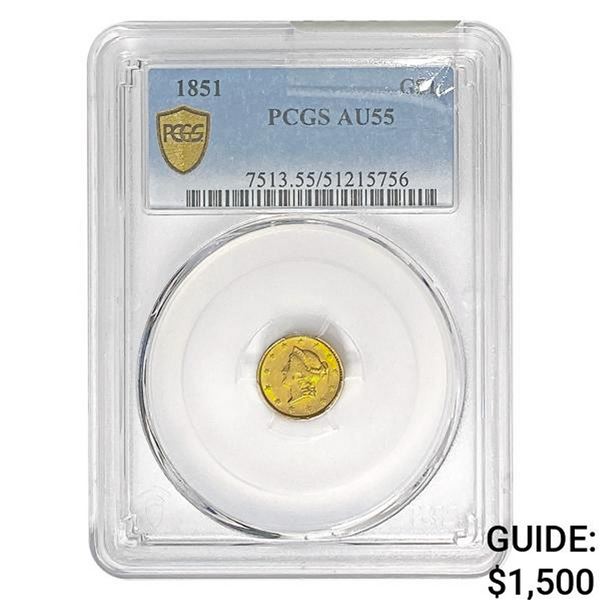 1851 1C PCGS AU55