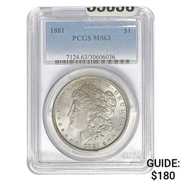 1881 Morgan Silver Dollar PCGS MS63