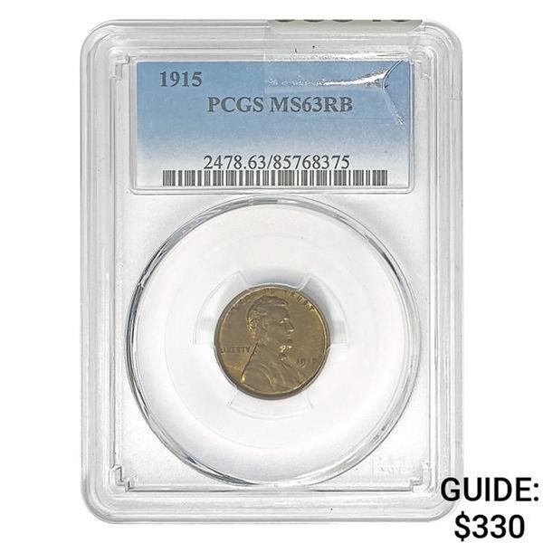 1915 Lincoln Cent PCGS MS63RB