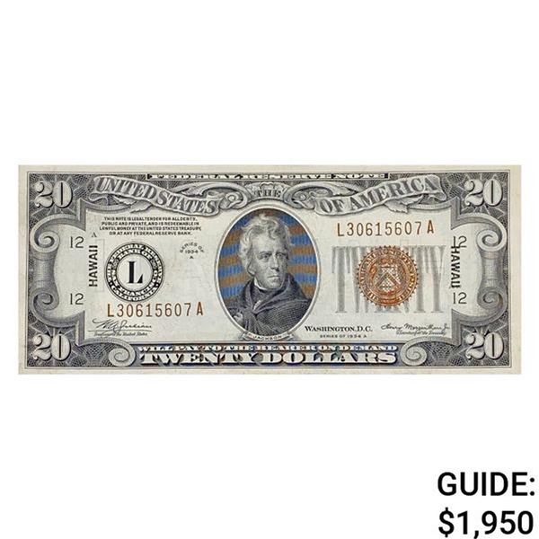1934-A $20 HAWAII FRN FEDRAL RESERVE NOTE GEM UNC