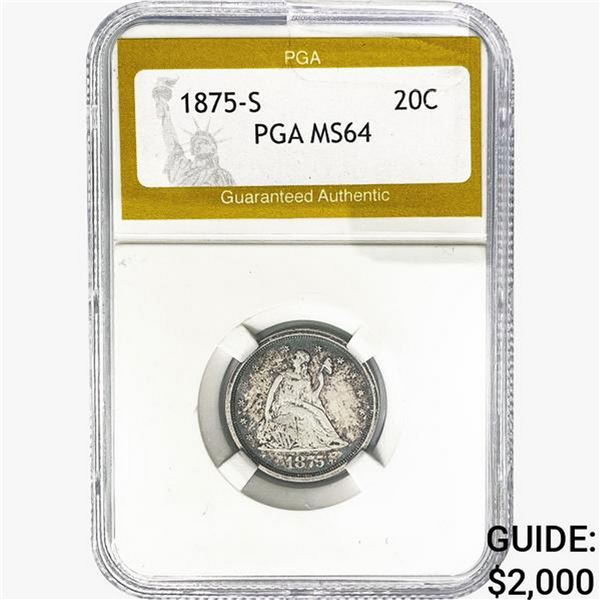 1875-S Twenty Cent Piece PGA MS64