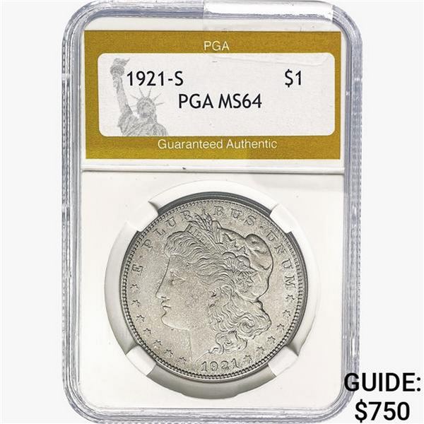 1921-S Morgan Silver Dollar PGA MS64