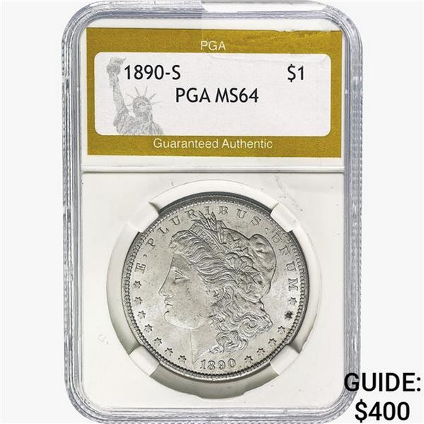 1890-S Morgan Silver Dollar PGA MS64