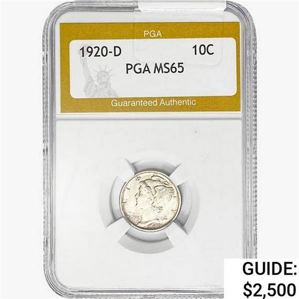 1920-D Mercury Silver Dime PGA MS65