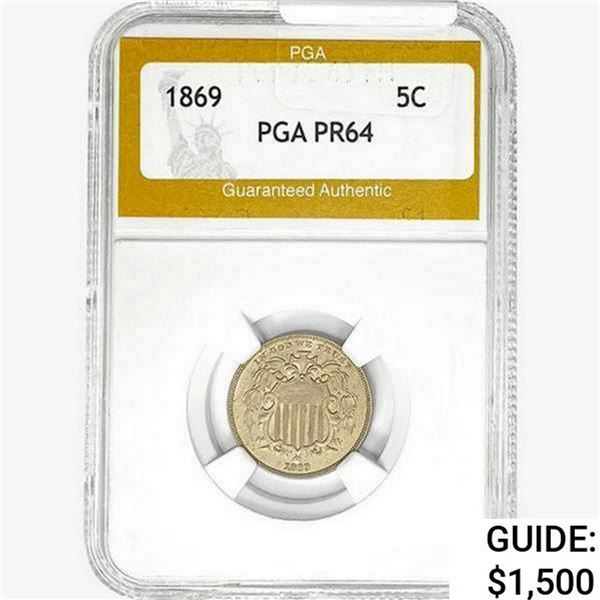 1869 Shield Nickel PGA PR64
