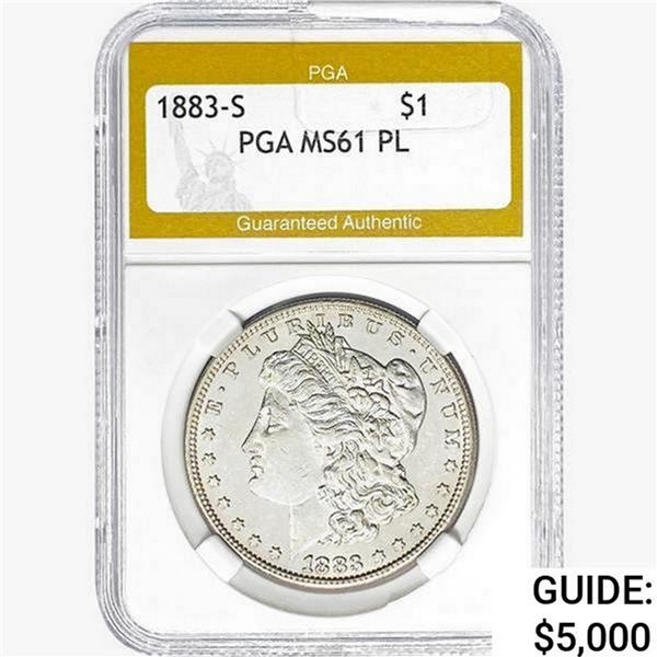 1883-S Morgan Silver Dollar PGA MS61 PL