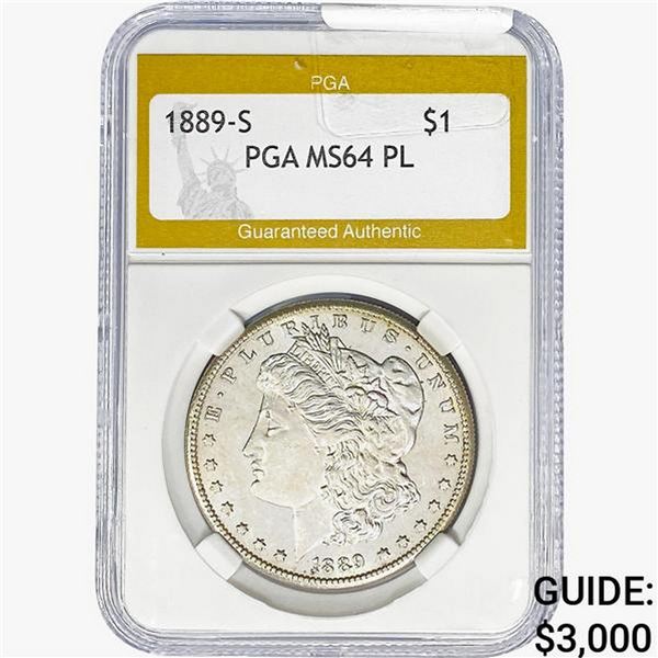 1889-S Morgan Silver Dollar PGA MS64 PL