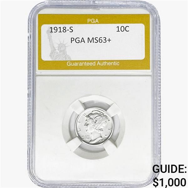 1918-S Mercury Silver Dime PGA MS63+