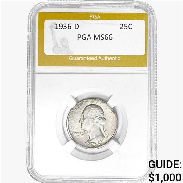 1936-D Washington Silver Quarter PGA MS66