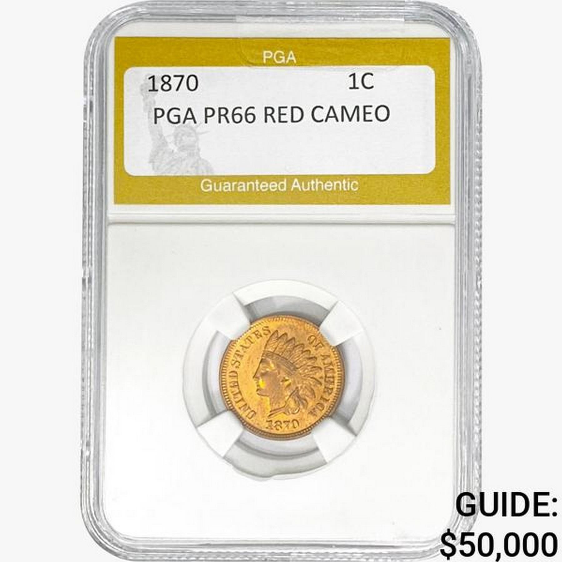 Pr66 Reeb 1870 Indian Head Cent PGA PR66 RED CAMEO