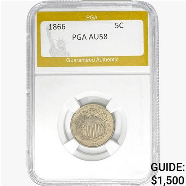 1866 Shield Nickel PGA AU58