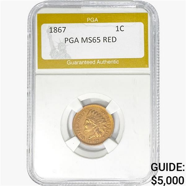 1867 Indian Head Cent PGA MS65 RED