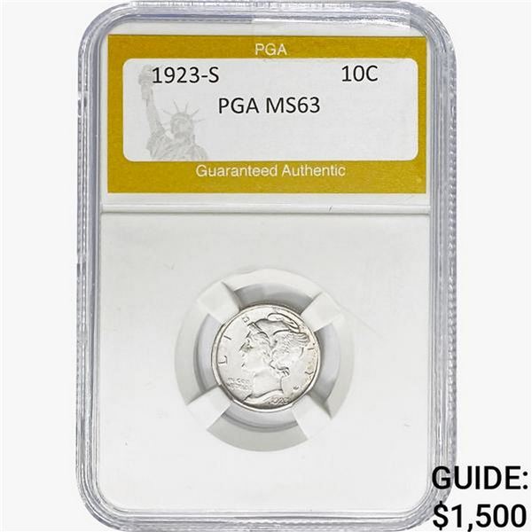 1923-S Mercury Silver Dime PGA MS63