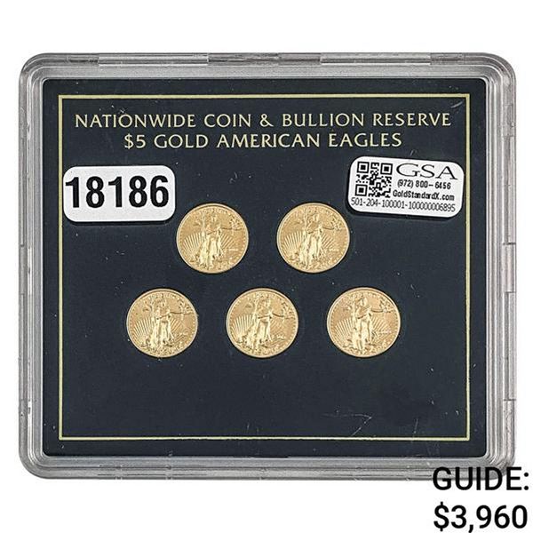 2018 [5] Gold $5 American Eagles .5oz AGW