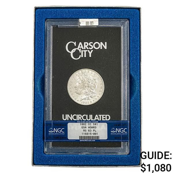 1882-CC Morgan Silver Dollar NGC MS63 PL