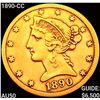 Image 1 : 1890-CC $5 Gold Half Eagle CLOSELY UNCIRCULATED