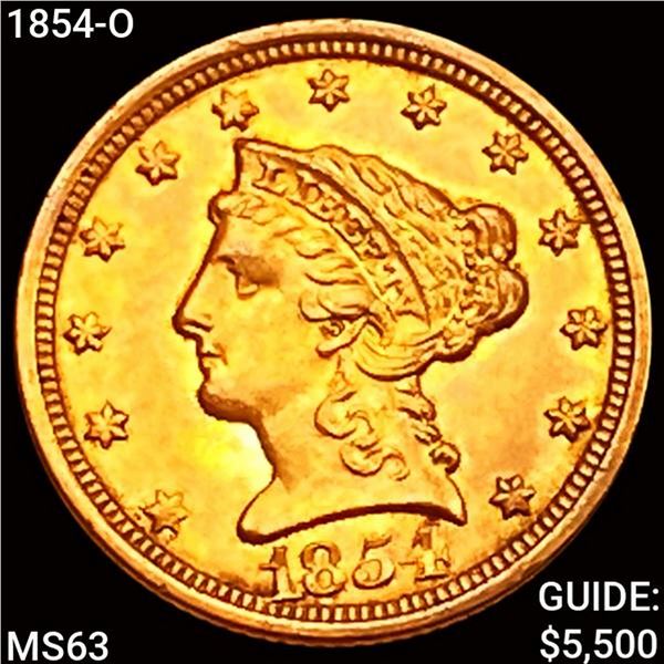1854-O $2.50 Gold Quarter Eagle CHOICE BU