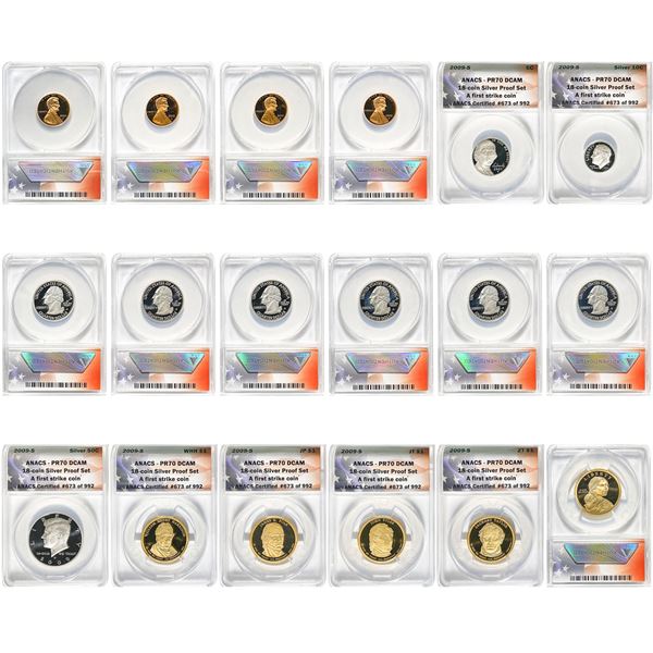 2009-S US SIlver 18 Coin Proof Set 1st Strke [18 Coins] ANACS PR70